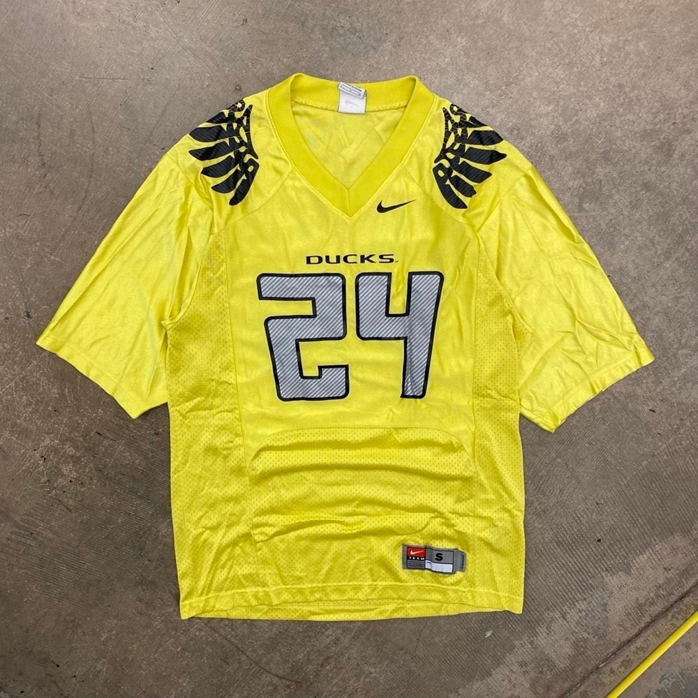 Vintage Oregon University Ducks Y2K Nike Yellow 24 College Football Jersey